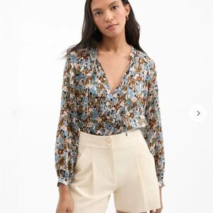 Veronica Beard Multicolor Floral Print Top